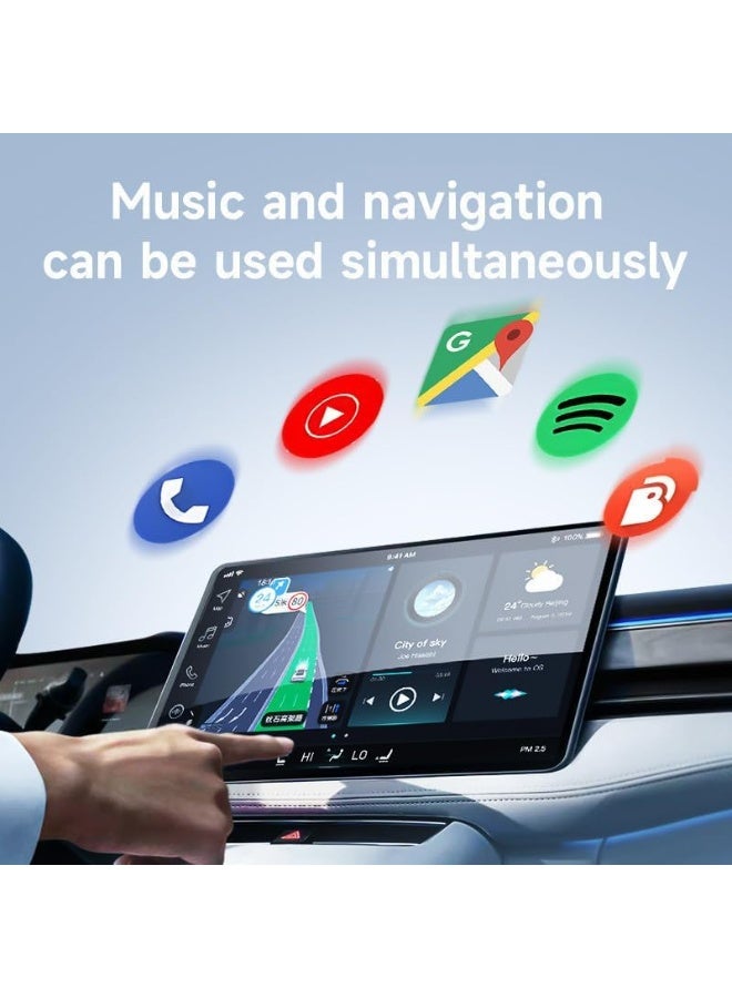 محول لاسلكي 2 في 1 لـ CarPlay و Android Auto - يحول الاتصال السلكي إلى لاسلكي، توصيل وتشغيل سريع، اتصال بدون تأخير، كابل تمديد USB-C/Type-C صغير الحجم، متوافق مع iPhone و Android - Image 5